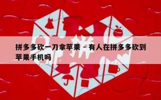 拼多多砍一刀拿苹果 - 有人在拼多多砍到苹果手机吗