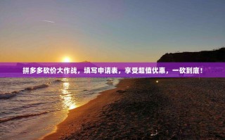 拼多多砍价大作战，填写申请表，享受超值优惠，一砍到底！