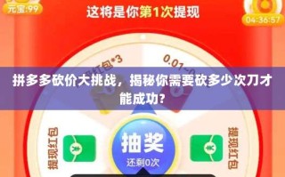 拼多多砍价大挑战，揭秘你需要砍多少次刀才能成功？