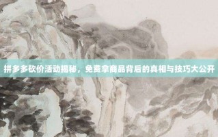 拼多多砍价活动揭秘，免费拿商品背后的真相与技巧大公开