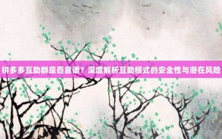 拼多多互助群是否靠谱？深度解析互助模式的安全性与潜在风险