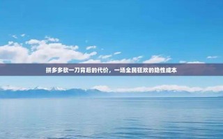 拼多多砍一刀背后的代价，一场全民狂欢的隐性成本