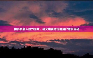 拼多多新人助力图片，社交电商时代的用户增长密码