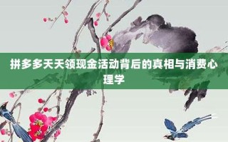 拼多多天天领现金活动背后的真相与消费心理学