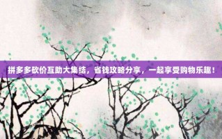 拼多多砍价互助大集结，省钱攻略分享，一起享受购物乐趣！