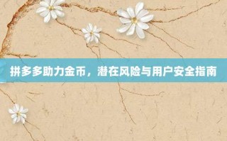 拼多多助力金币，潜在风险与用户安全指南