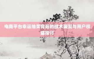 电商平台幸运抽奖背后的技术漏洞与用户权益探讨