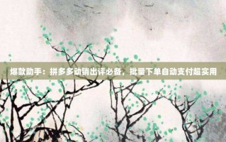 爆款助手：拼多多动销出评必备，批量下单自动支付超实用