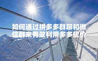 拼多多群聊微信群助力方法大揭秘，还有多多砍价软件介绍