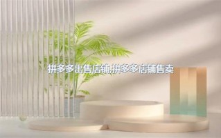 拼多多店铺出售：新手创业的捷径与快速变现的最佳选择