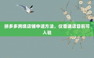 拼多多跨境店铺申请方法，仅普通店目前可入驻
