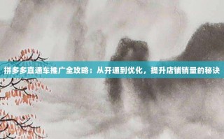拼多多直通车推广全攻略：从开通到优化，提升店铺销量的秘诀