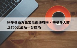 拼多多助力元宝后面还有啥 - 拼多多大转盘700元最后一分技巧