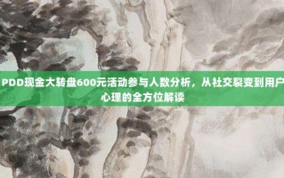 PDD现金大转盘600元活动参与人数分析，从社交裂变到用户心理的全方位解读