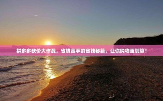 拼多多砍价大作战，省钱高手的省钱秘籍，让你购物更划算！
