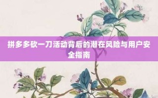 拼多多砍一刀活动背后的潜在风险与用户安全指南
