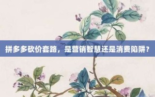 拼多多砍价套路，是营销智慧还是消费陷阱？