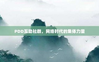 PDD互助社群，网络时代的集体力量