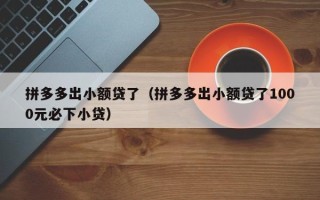 拼多多出小额贷了（拼多多出小额贷了1000元必下小贷）