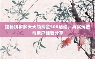 揭秘拼多多天天领现金500活动，真实玩法与用户经验分享