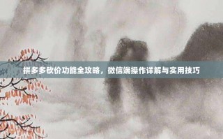 拼多多砍价功能全攻略，微信端操作详解与实用技巧