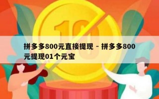 拼多多800元直接提现 - 拼多多800元提现01个元宝