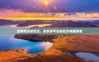 互助经济新范式，拼多多平台的社交电商革命