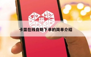 卡盟在线自助下单的简单介绍