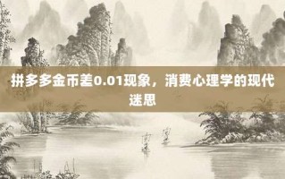拼多多金币差0.01现象，消费心理学的现代迷思