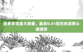 拼多多现金大转盘，最后0.01钻石的消费心理博弈