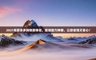 2021年拼多多购物新体验，超级助力神器，让你省钱又省心！