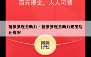 拼多多现金助力 - 拼多多现金助力元宝后还有啥