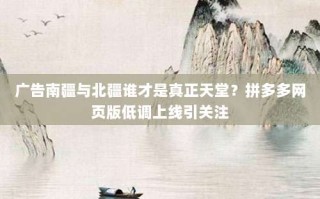 广告南疆与北疆谁才是真正天堂？拼多多网页版低调上线引关注