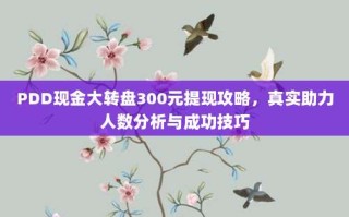 PDD现金大转盘300元提现攻略，真实助力人数分析与成功技巧