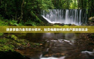 拼多多助力金币积分碎片，社交电商时代的用户激励新玩法
