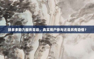 拼多多助力服务背后，真实用户参与还是另有隐情？