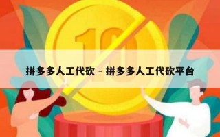 拼多多人工代砍 - 拼多多人工代砍平台