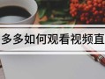 拼多多观看视频直播的详细步骤及操作方法全解析
