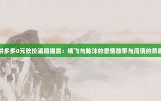 拼多多0元砍价骗局揭露：杨飞与陈沫的爱情故事与周倩的悲剧