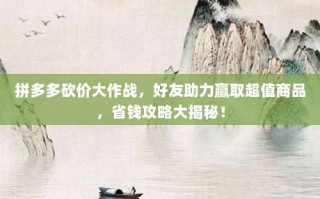 拼多多砍价大作战，好友助力赢取超值商品，省钱攻略大揭秘！