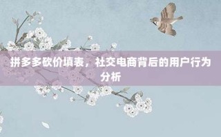 拼多多砍价填表，社交电商背后的用户行为分析