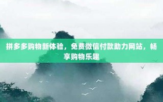 拼多多购物新体验，免费微信付款助力网站，畅享购物乐趣