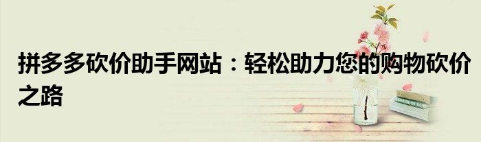 拼多多砍价助手网站助力购物省钱，功能特点大揭秘-第1张图片-拼多多助力