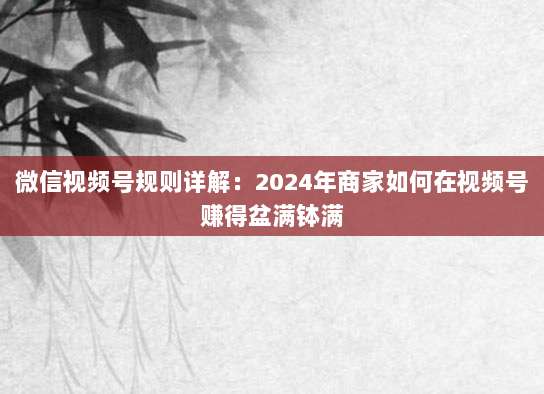 微信视频号规则详解:2024年商家如何在视频号赚得盆满钵满-第1张图片-拼多多助力 微信视频号规则详解:2024年商家如何在视频号赚得盆满钵满-第1张图片-拼多多助力