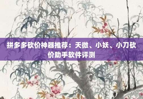 拼多多砍价神器推荐:天微、小妖、小刀砍价助手软件评测-第1张图片-拼多多助力 拼多多砍价神器推荐:天微、小妖、小刀砍价助手软件评测-第1张图片-拼多多助力