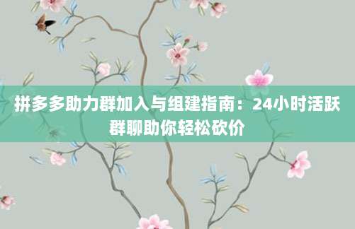 拼多多助力群加入与组建指南:24小时活跃群聊助你轻松砍价-第1张图片-拼多多助力 拼多多助力群加入与组建指南:24小时活跃群聊助你轻松砍价-第1张图片-拼多多助力