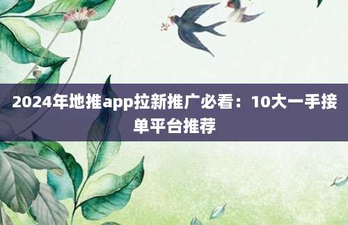 2024年地推app拉新推广必看:10大一手接单平台推荐-第1张图片-拼多多助力 2024年地推app拉新推广必看:10大一手接单平台推荐-第1张图片-拼多多助力