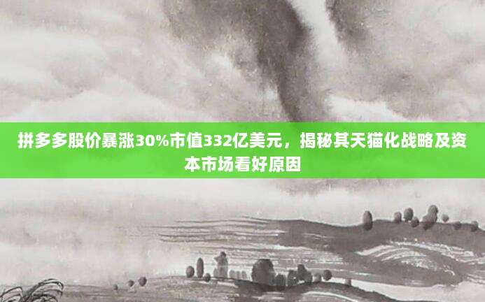 拼多多股价暴涨30%市值332亿美元,揭秘其天猫化战略及资本市场看好原因-第1张图片-拼多多助力 拼多多股价暴涨30%市值332亿美元,揭秘其天猫化战略及资本市场看好原因-第1张图片-拼多多助力