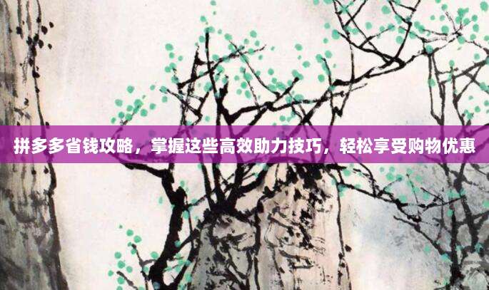 拼多多省钱攻略,掌握这些高效助力技巧,轻松享受购物优惠-第1张图片-拼多多助力 拼多多省钱攻略,掌握这些高效助力技巧,轻松享受购物优惠-第1张图片-拼多多助力