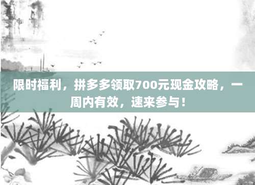 限时福利,拼多多领取700元现金攻略,一周内有效,速来参与!-第1张图片-拼多多助力 限时福利,拼多多领取700元现金攻略,一周内有效,速来参与!-第1张图片-拼多多助力